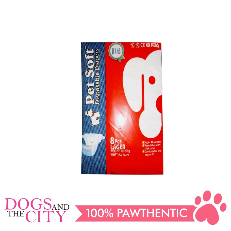 Pet Soft Denims Diaper Large 8's