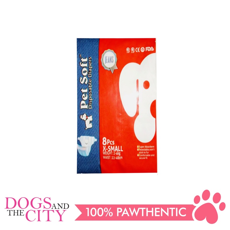 Pet Soft Denims Diaper X-Small 8's