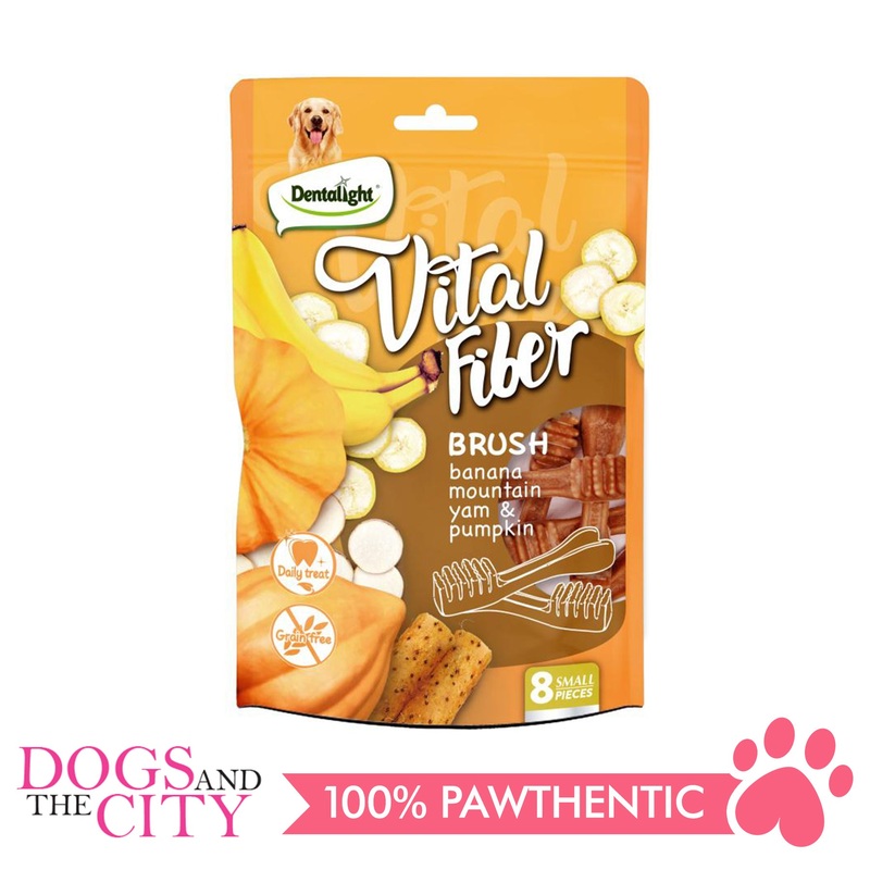 DENTALIGHT 10080 2.7" Small Vital Fiber Brush8pcs 80g Banana, Mountain Yam, Pumpkin Dog Treats