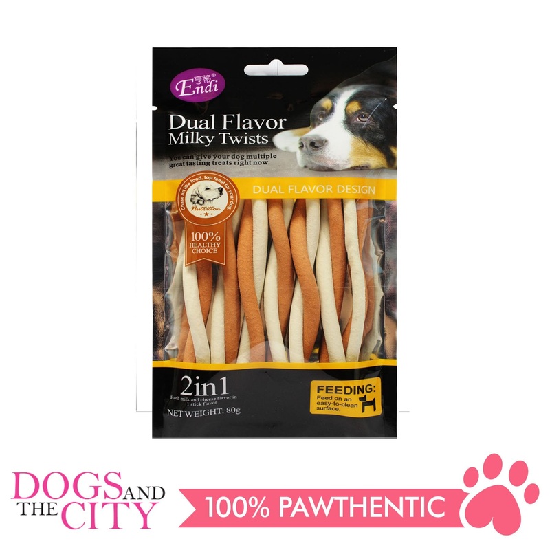Endi E004 Dual flavor Milky Twists Dog Treats(Milk and Cheese flavor) 80G