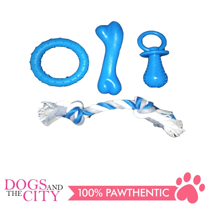 Pawise 14680 Dog Toy Puppy Life-Teething Set Blue