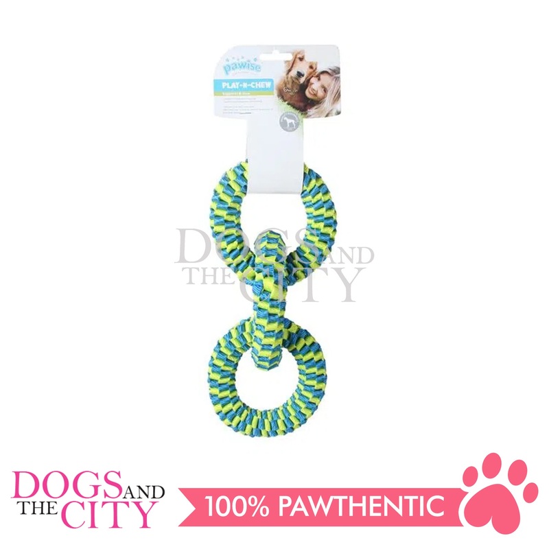 PAWISE 14846 Nylon Braided 3 Rings Play and Chew Dog Toy 28cm