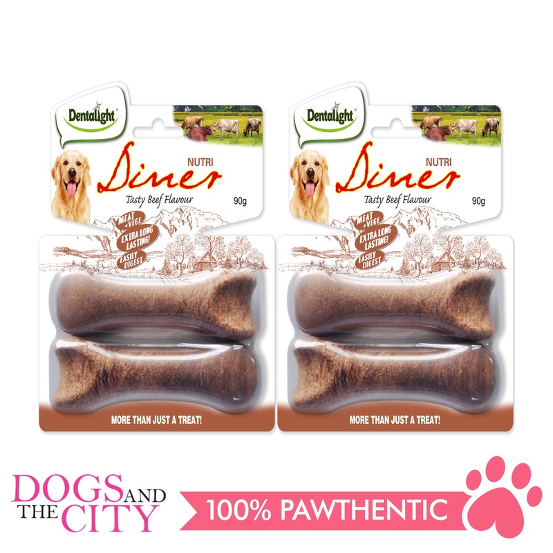 SALE! Dentalight 8278 4.5" Nutri Diner Tasty Beef Dog Bone 2pcs 90g (2 Packs)