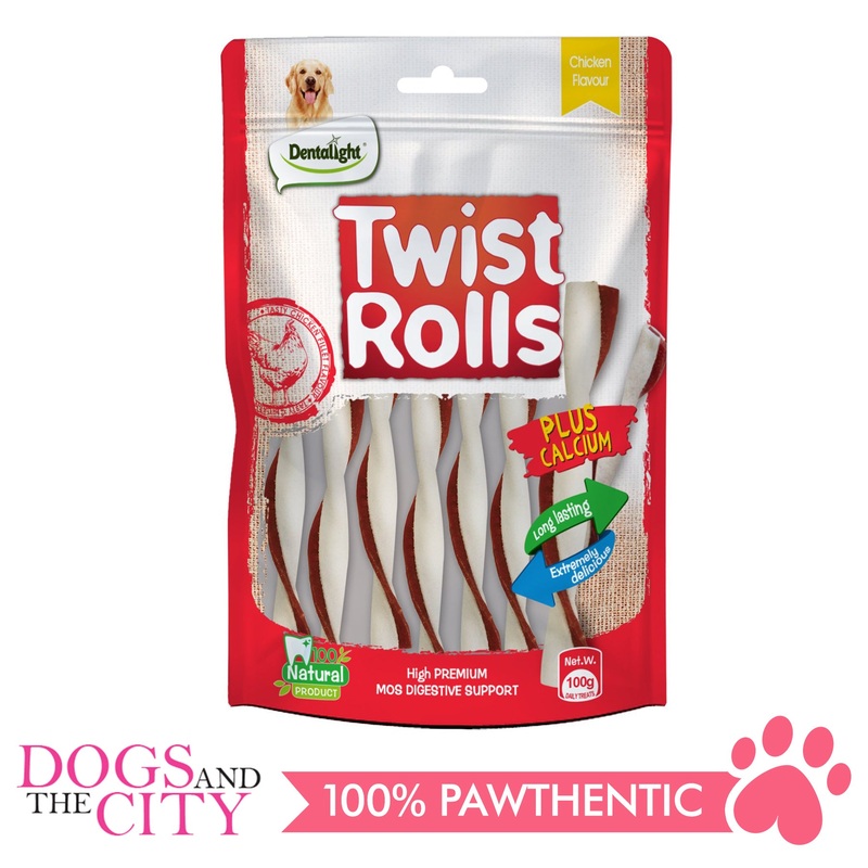 Dentalight 9466 Twist Rolls Chicken Flavor Dog Treats 100g