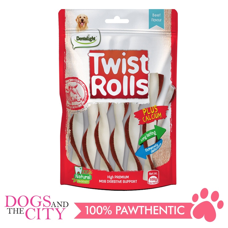 Dentalight 9473 Twist Rolls Beef Flavor Dog Treats 100g