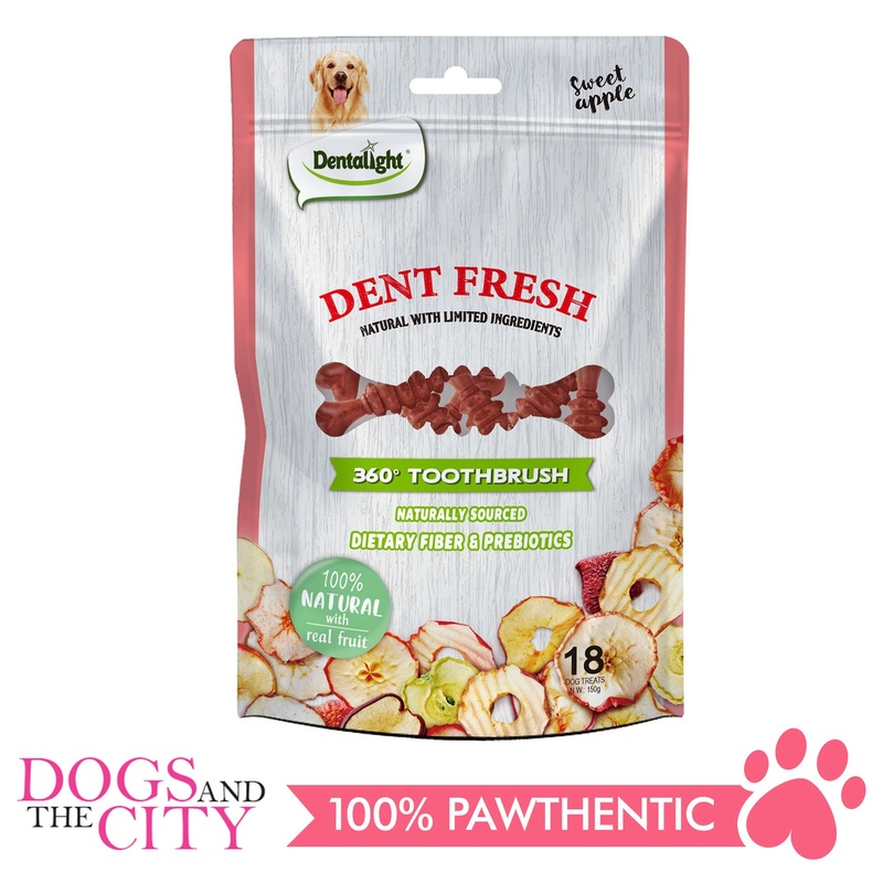 Dentalight 9534 Dent Fresh 3" 360 Toothbrush Sweet Apple 18 pieces Dog Dental Chews
