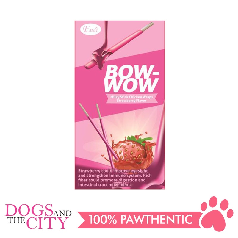 Endi E026 Bow-Wow Milky Stick Wraps Strawberry Dog Treats 96g