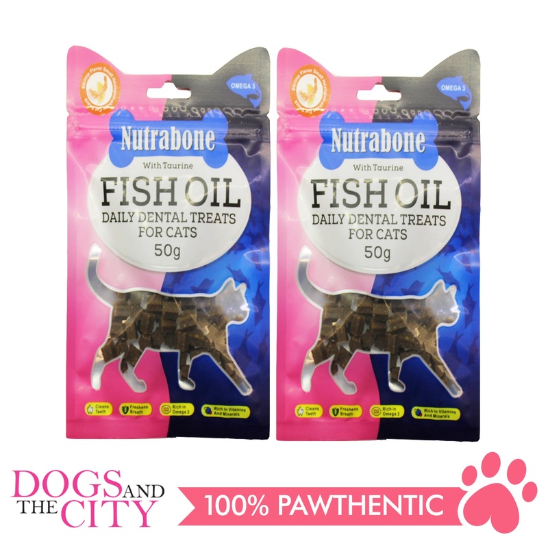 Nutrabone U019 Fish Oil Daily Dental Treats for CATS - Shrimp Flavor 50g (2 packs)