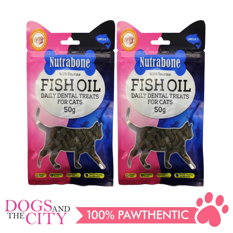 Nutrabone U021 Fish Oil Daily Dental Treats for CATS - Chicken Flavor 50g (2 packs)