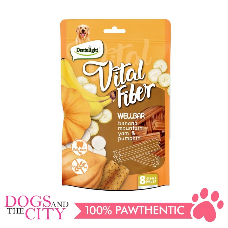 DENTALIGHT 10110 3" Small Vital Fiber Wellbar8pcs 80g Banana, Mountain Yam, Pumpkin Dog Treats
