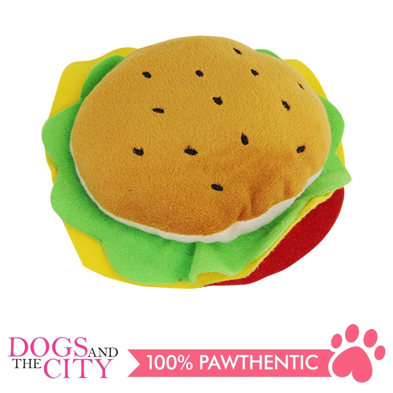 Pawise 15001 Dog Toy Yummy Yummy - Plush Hamburger Squeaky Dog Toy 12cm
