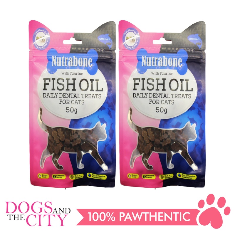 Nutrabone U020 Fish Oil Daily Dental Treats for CATS - Fish Flavor 50g (2 packs)