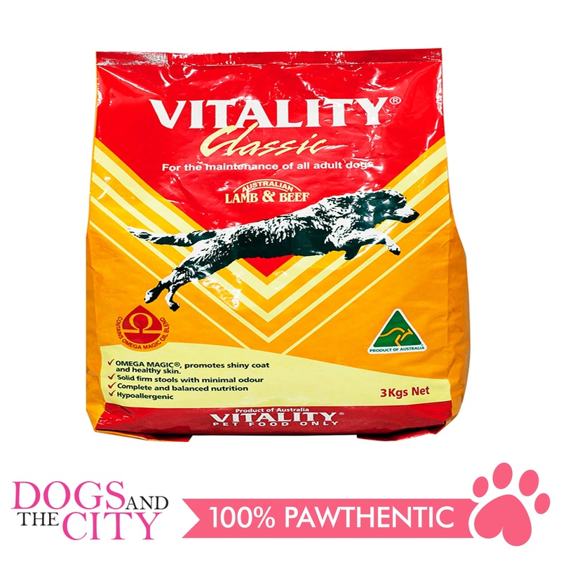 Vitality Classic Lamb and Beef Dog Dry Food 3kg