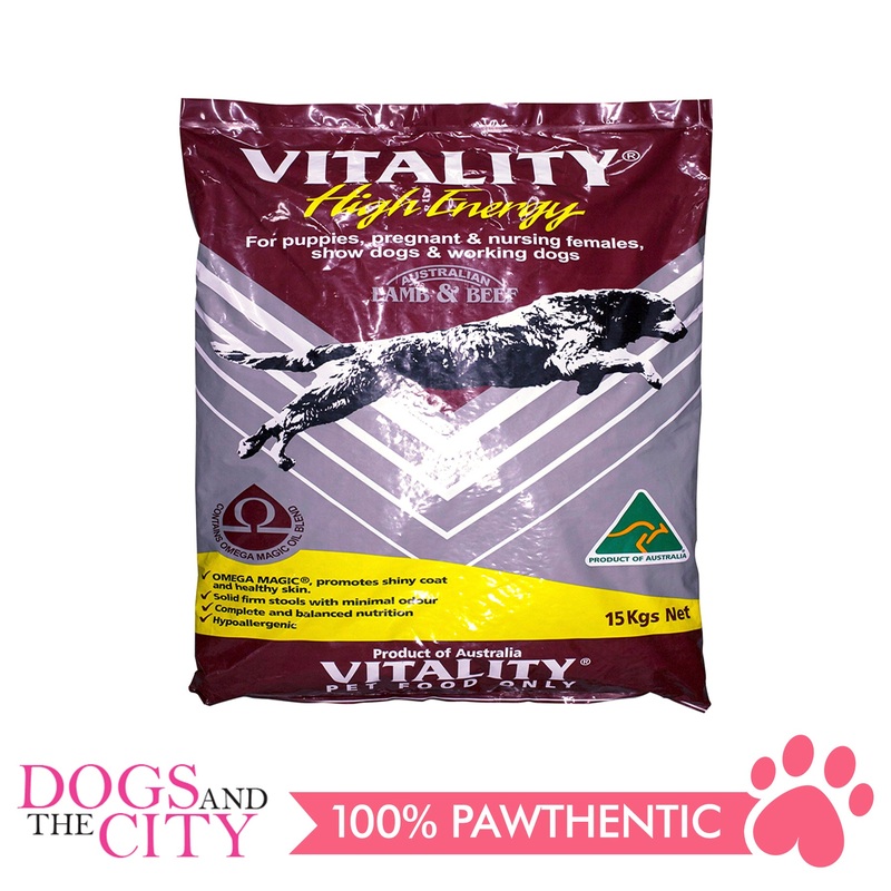 Vitality High Energy Lamb and Beef Dog Dry Food  15kg