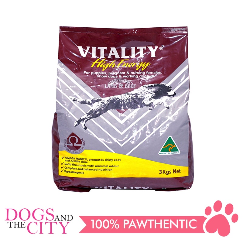 Vitality High Energy Lamb and Beef Dog Dry Food (Puppy) 3kg