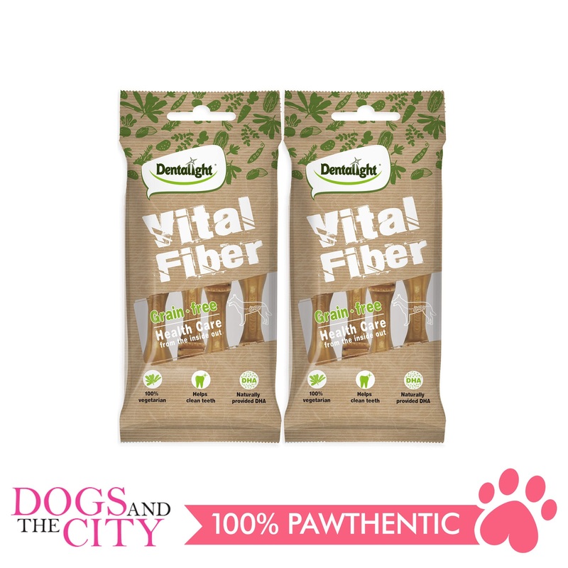 Dentalight 6847 3.7" Vital Fiber Brush Treats Medium Dog Bones 70g (2 packs)