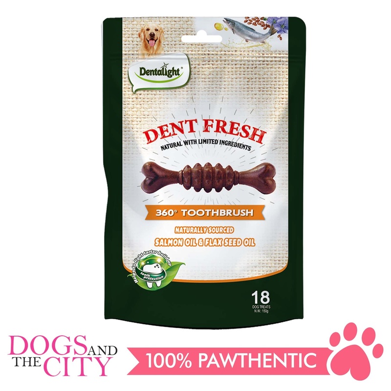 Dentalight 8216 Dent Fresh 3" Salmon Oil and Flax Seed Dog Treats 150g