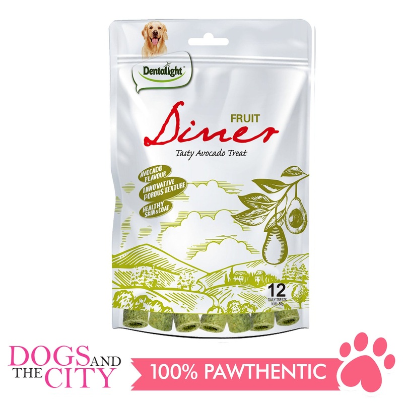Dentalight 8445 3" Fruit Diner Tasty Avocado Dog Treats 12 pieces 80g