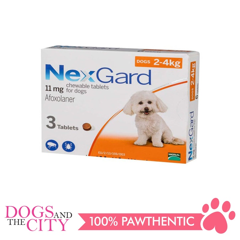 NexGard Chewable Tablets for Dogs, 2kg-4kg (Orange Box) 3 Tablets