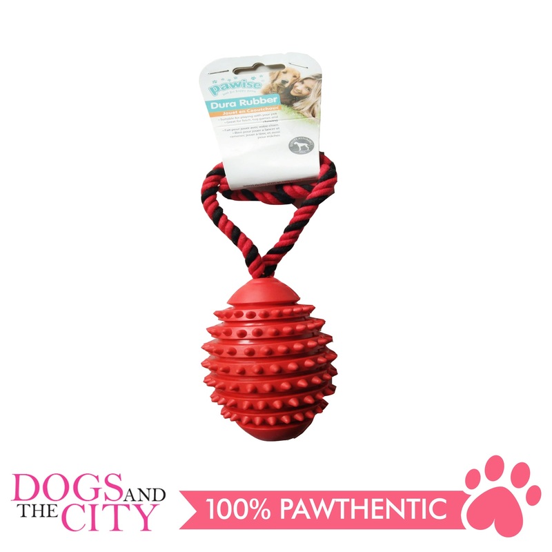 Pawise 14711 Rubber Toy With Rope Dog Toy