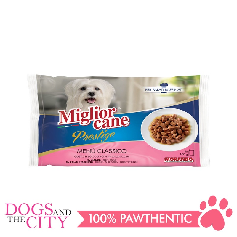 Morando Migliorcane Prestige Beef, Chicken and Turkey 4x100g