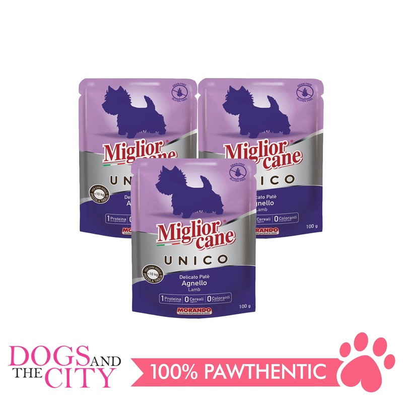 Morando Migliorcane Unico Lamb Pate Wet Dog Food 100g (3 packs)