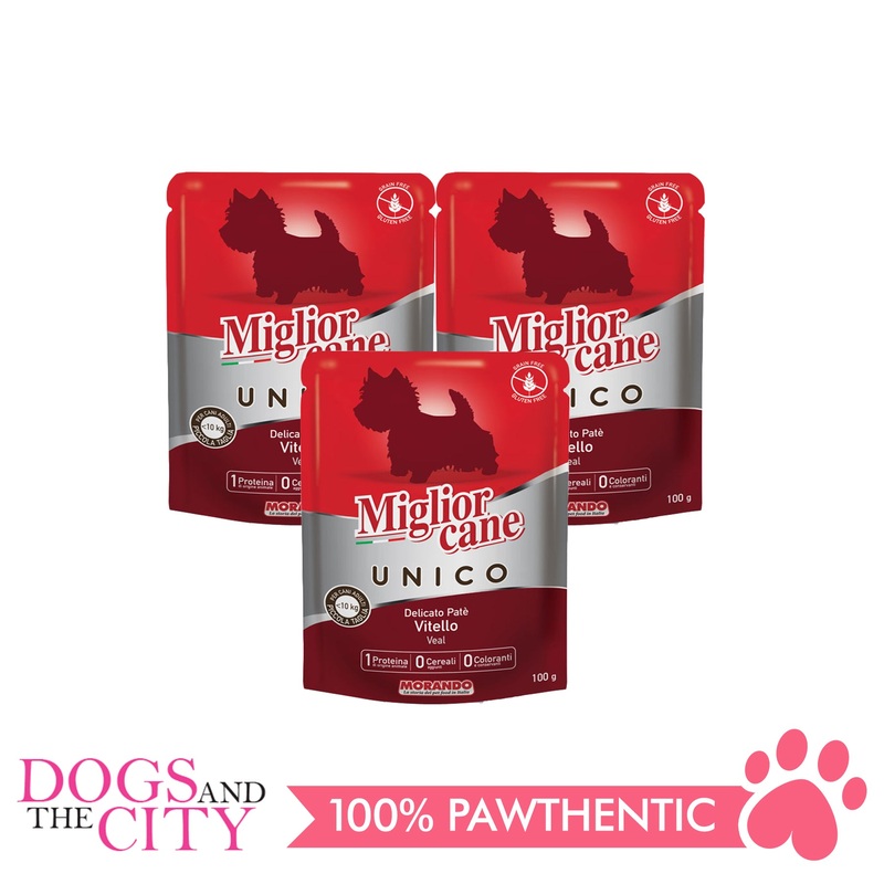 Morando Migliorcane Unico Veal Pate Wet Dog Food 100g (3 packs)