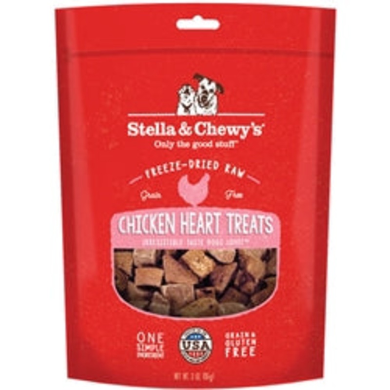 Stella and Chewys Dog Freeze-Dried Treat Chicken Hearts 3Oz