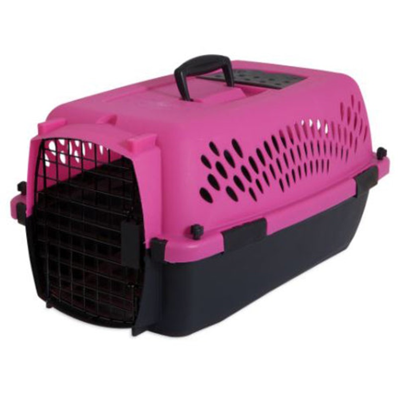 Aspen Fashion Pet Porter Dog Kennel Hard-Sided Dark Pink; Black 23 in