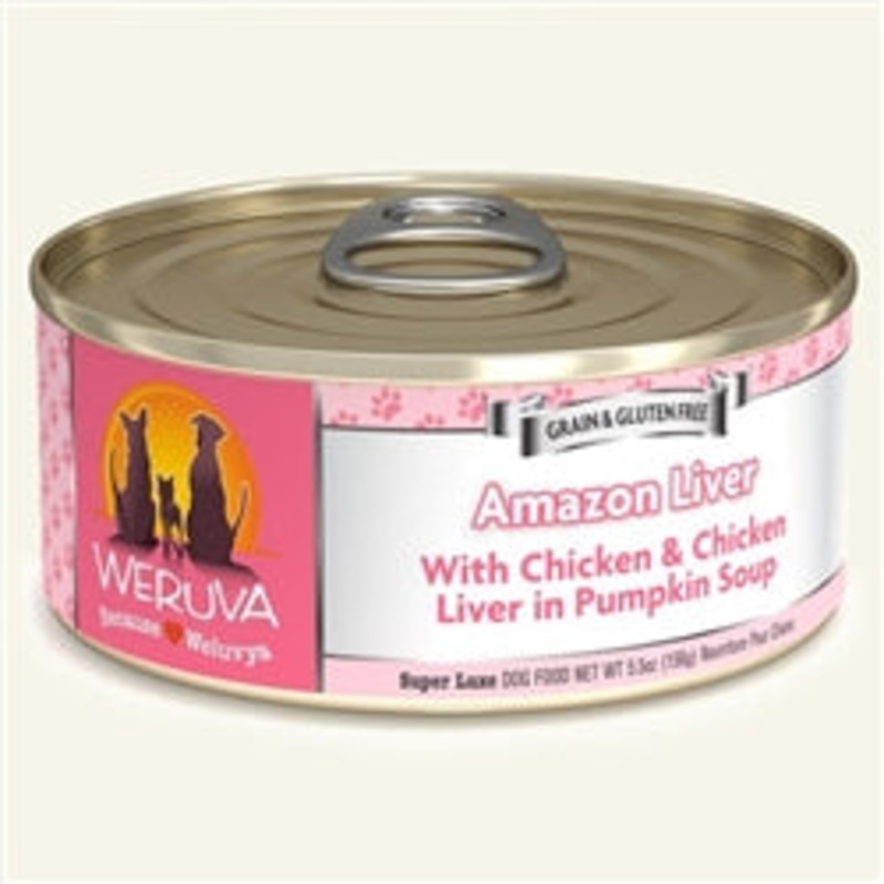 Weruva Dog Amazon Liver with Chicken and Chicken Liver in Pumpkin Soup 5.5oz. Case Of 24