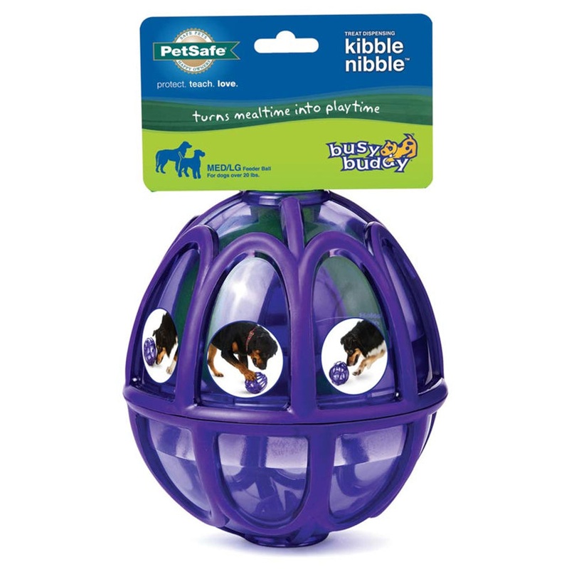 Busy Buddy Dog Toy Kibble Nibble Feeder Ball Purple Medium Large