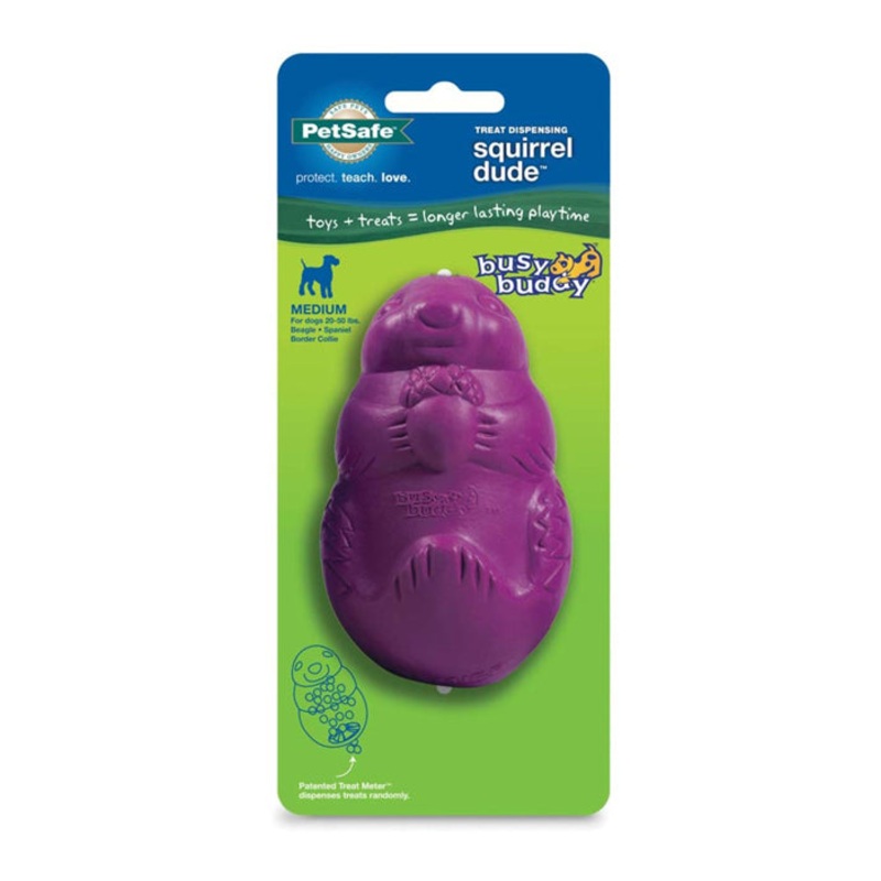Busy Buddy Dog Toy Squirrel Dude Purple Medium