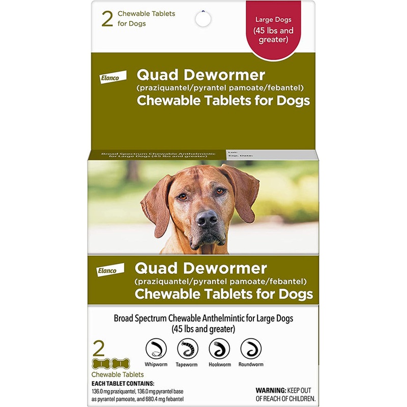 Bayer Quad Dewormer 136mg 2ct. Large Dog