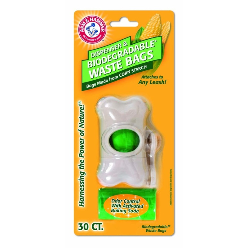 Arm and Hammer Bone Dispenser and Disposable Corn Starch Waste Bags White; Green One Size 30 Count