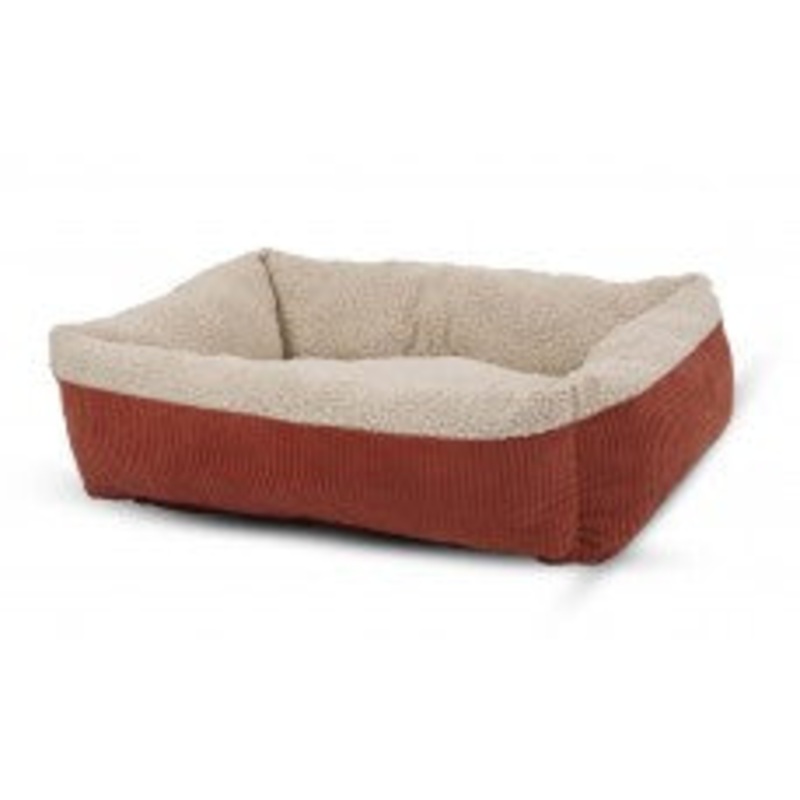 Aspen Self Warming Rectangular Dog Lounger Bed Barn Red; Cream 35 in x 27 in Large