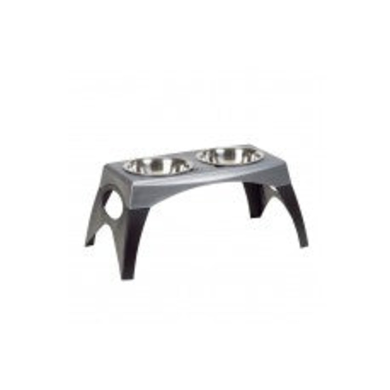 Bergan Stormcloud Elevated Feeder 2 Dog Bowl Black; Grey Large