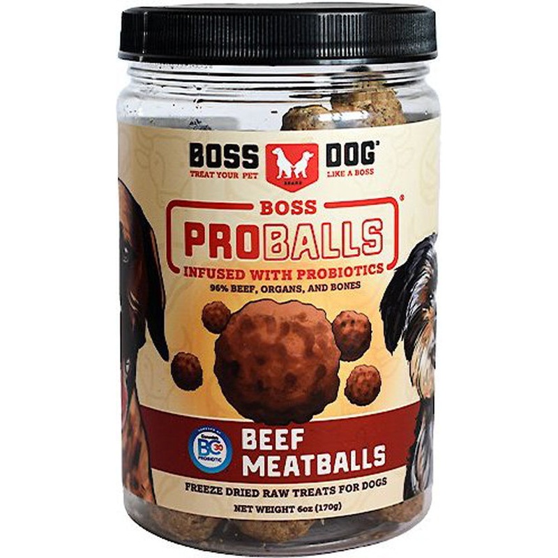 Boss Dog Treat Freeze Dried Raw Meatball Jar Beef 6oz
