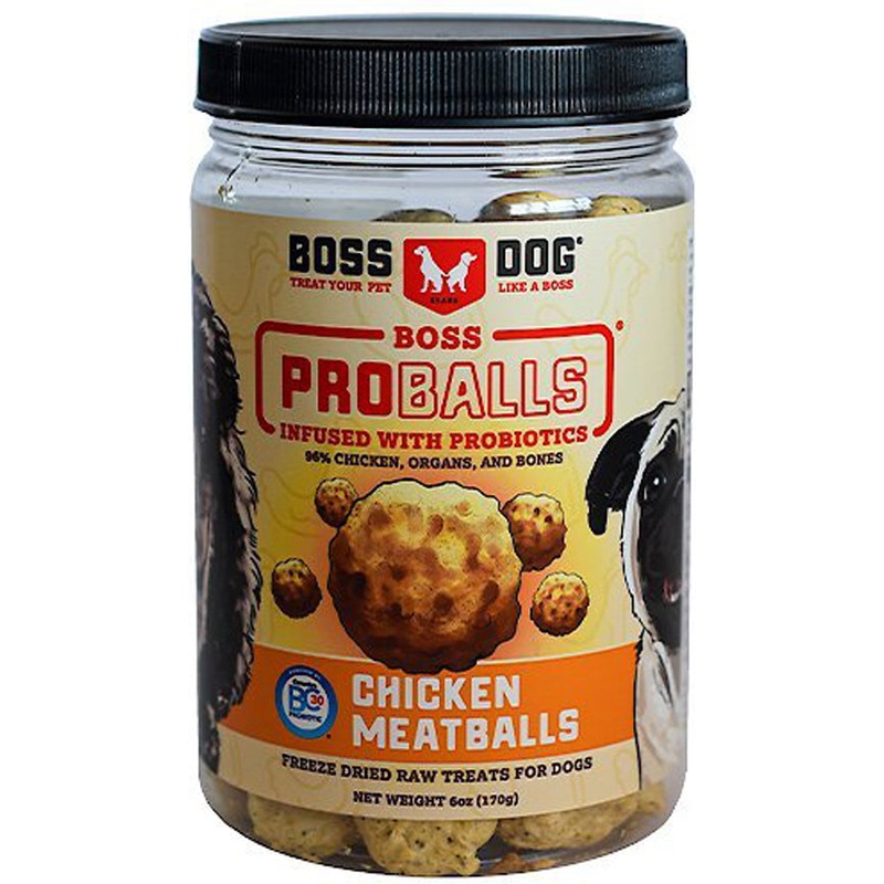 Boss Dog Treat Freeze Dried Raw Meatball Jar Chkn 6oz