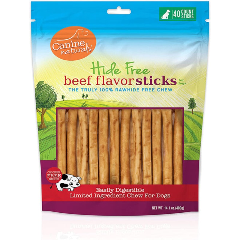 Canine Natural Hide Free 5inch Beef Stick 40Pk