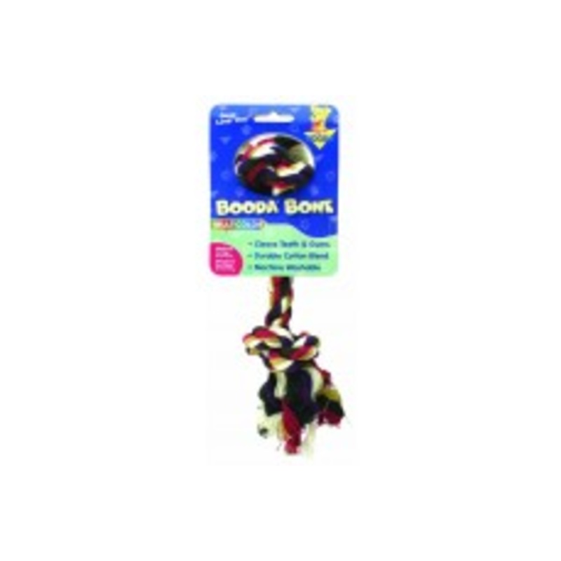 Booda 2-Knot Rope Bone Dog Toy 2 Knots Rope Bone Multi-Color Medium