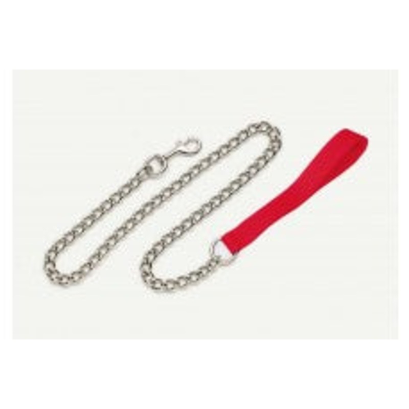 Titan Chain Dog Leash with Nylon Handle Red 4 mm x 4 ft