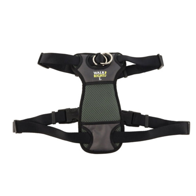 Walk Right Front-Connect Padded Dog Harness Black Large 26-38 in