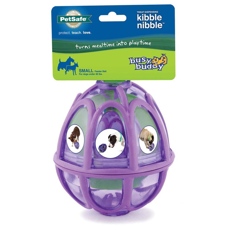 Busy Buddy Dog Toy Kibble Nibble Feeder Ball Purple Small