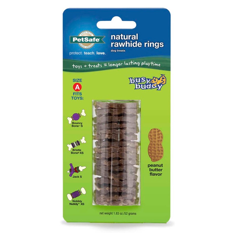 Busy Buddy Peanut Butter Flavor Rawhide Rings Dog Treat Small Size A