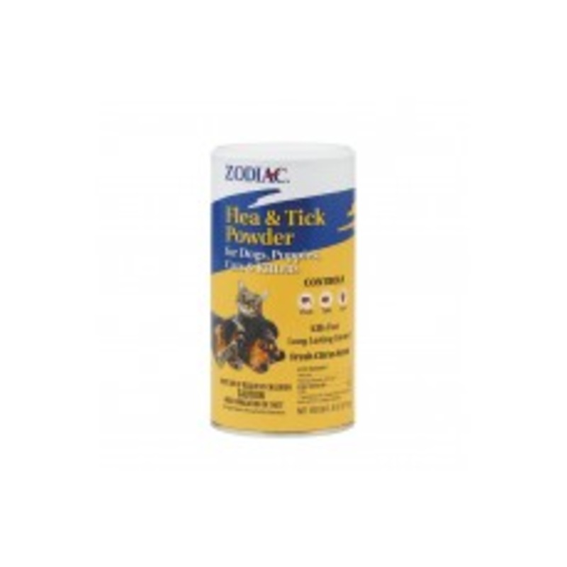 Zodiac Flea and Tick Powder for Dogs and Cats 6 Ounces