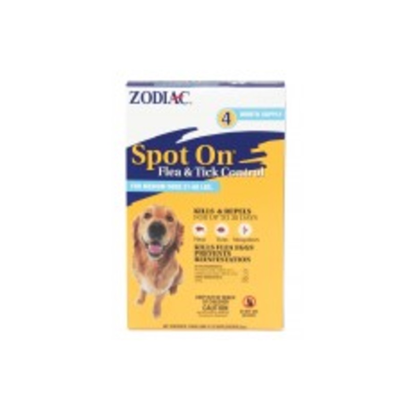 Zodiac Flea and Tick Spot On for Dogs Medium 31-60 Pounds 4 Pack