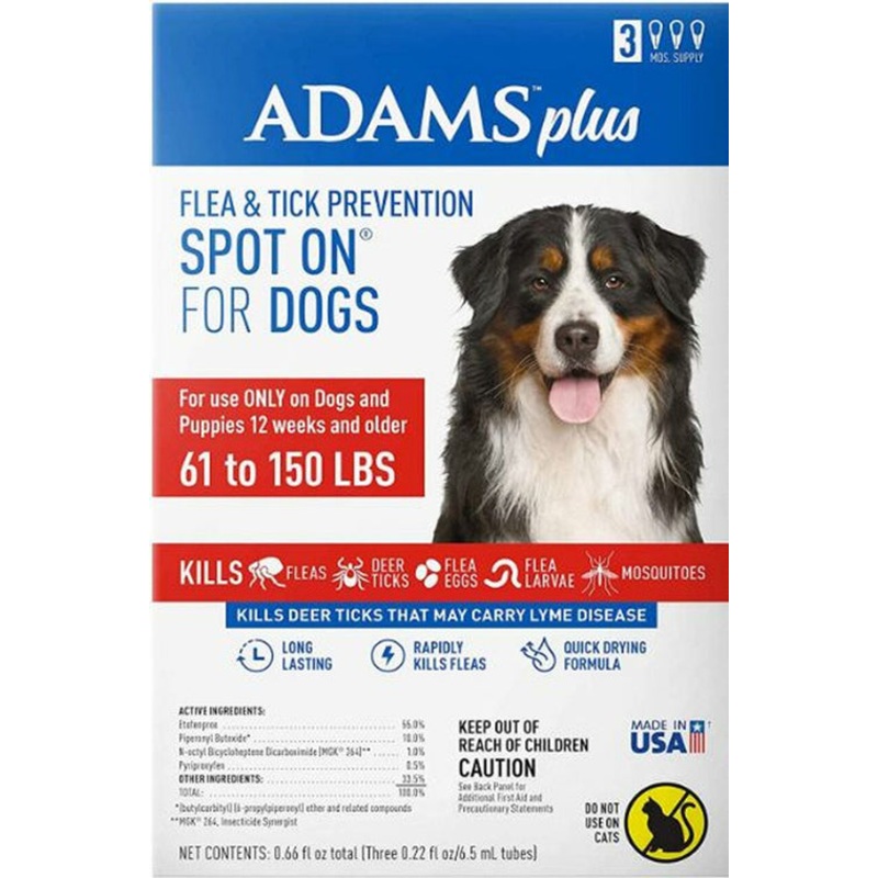Adams Plus Flea and Tick Prevention Spot On for Dogs; X-Large Dogs 61 to 150 lbs