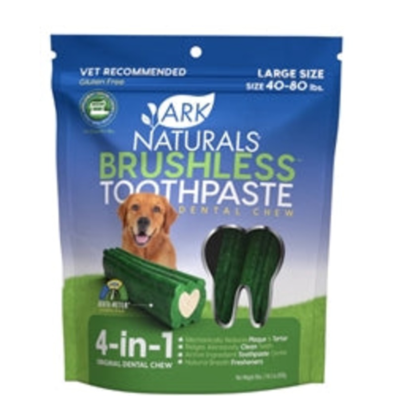 Ark Naturals Breath-Less Brushless Toothpaste Large Dog Chews, 18-Oz Bag