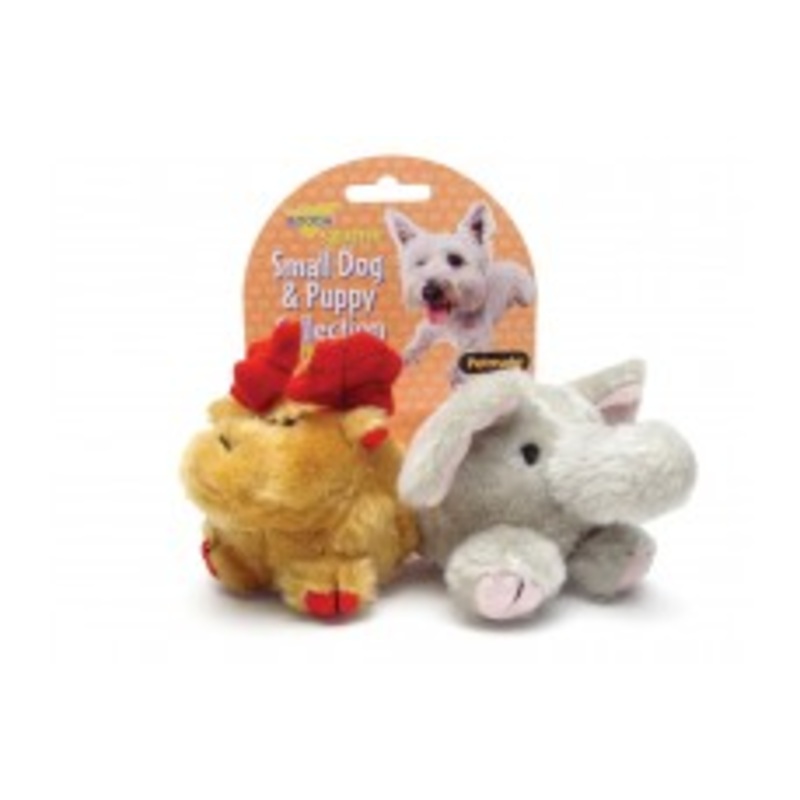 Booda Squatter Moose-Elephant Small Dog and Puppy Toy Multi-Color Small 2 Pack