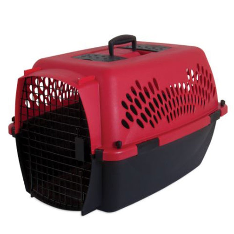 Aspen Fashion Pet Porter Dog Kennel Hard-Sided Deep Red; Black 26 in